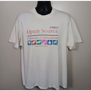 Vintage 90s O'Reilly Open Source Software Conv XL T-shirt Computer Tee 1999